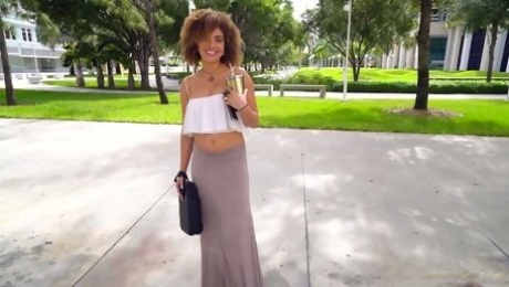 Fine dark skin young babe picked up in thefor wild sex