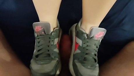 Cumshot on my wife's Nike Sneaker